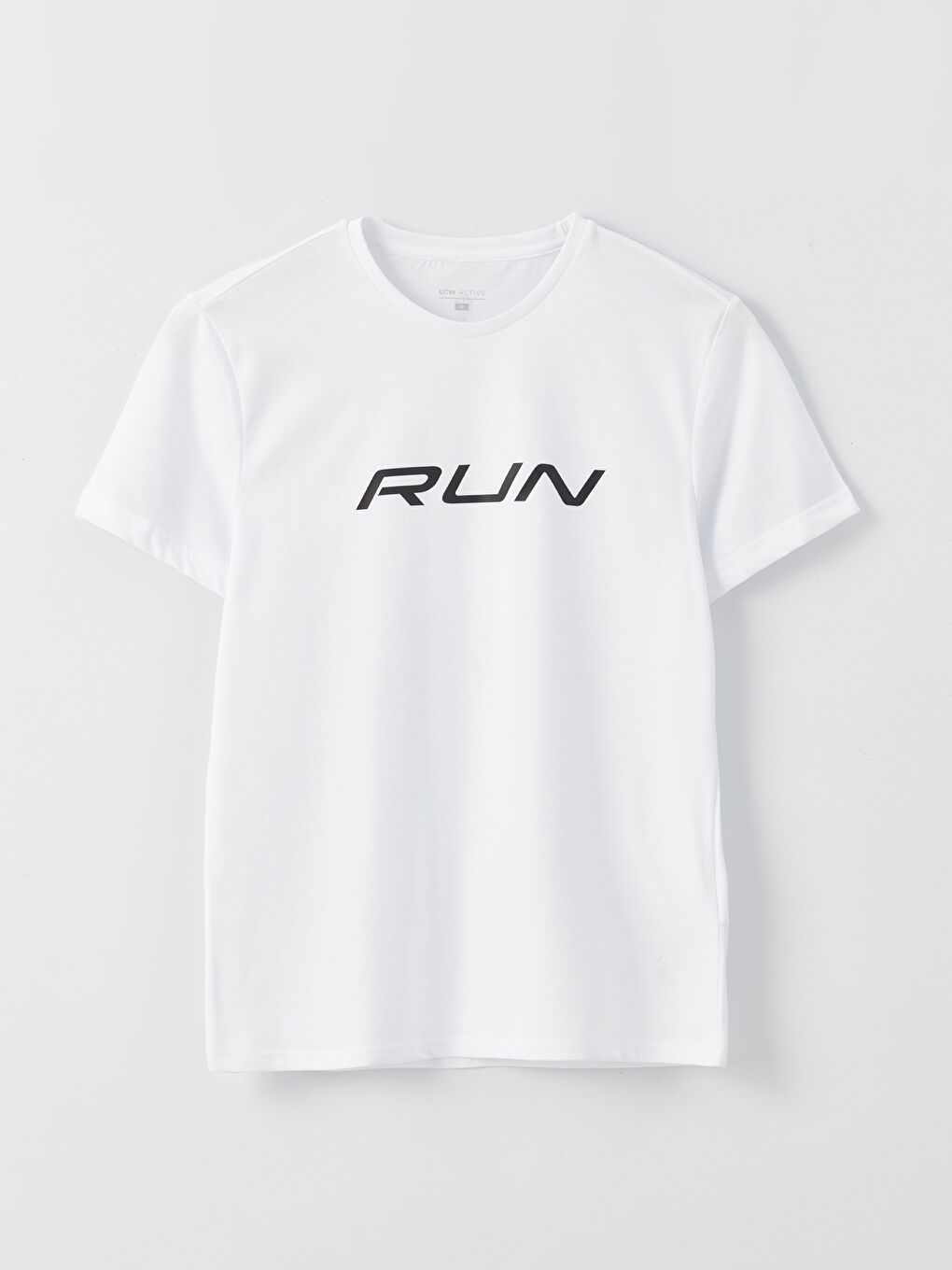 Beyaz Bisiklet Yaka Kısa Kollu Erkek Spor Tişört-5