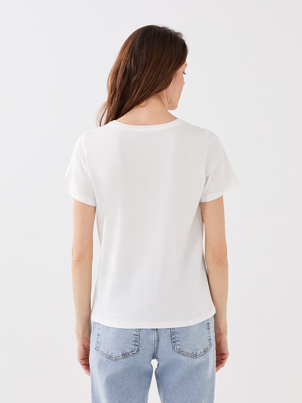 Crew Neck Rhinestone Embellished Short Sleeve Women's T-Shirt-4