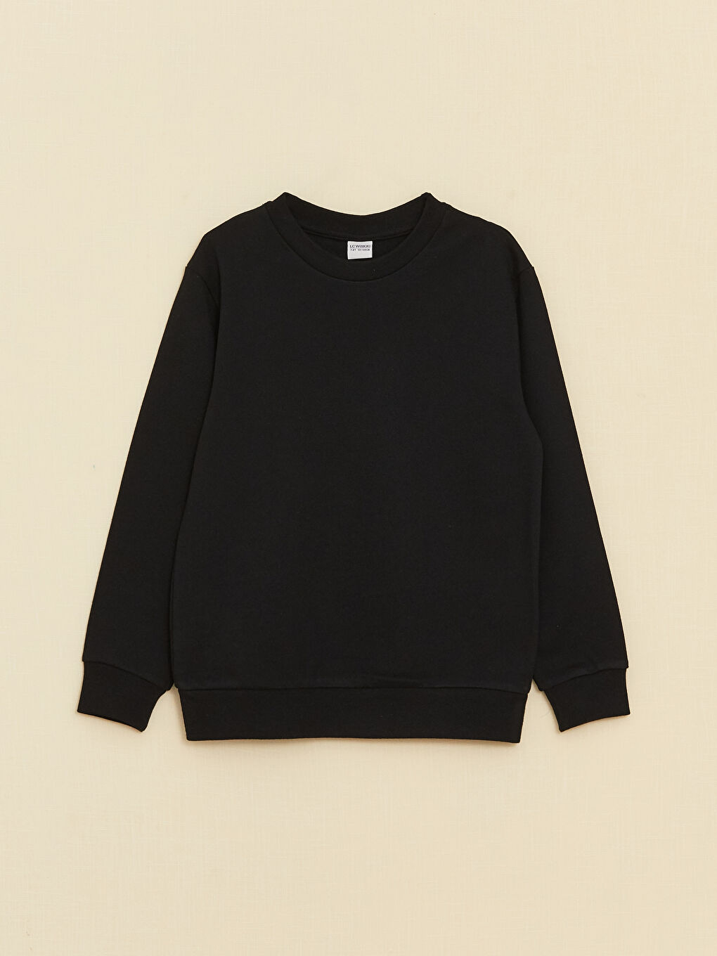 Siyah Bisiklet Yaka Basic Uzun Kollu Erkek Çocuk Sweatshirt