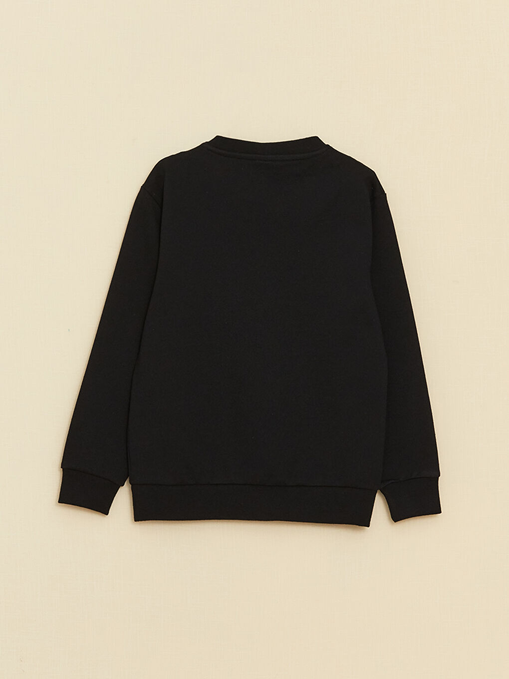 Siyah Bisiklet Yaka Basic Uzun Kollu Erkek Çocuk Sweatshirt-1