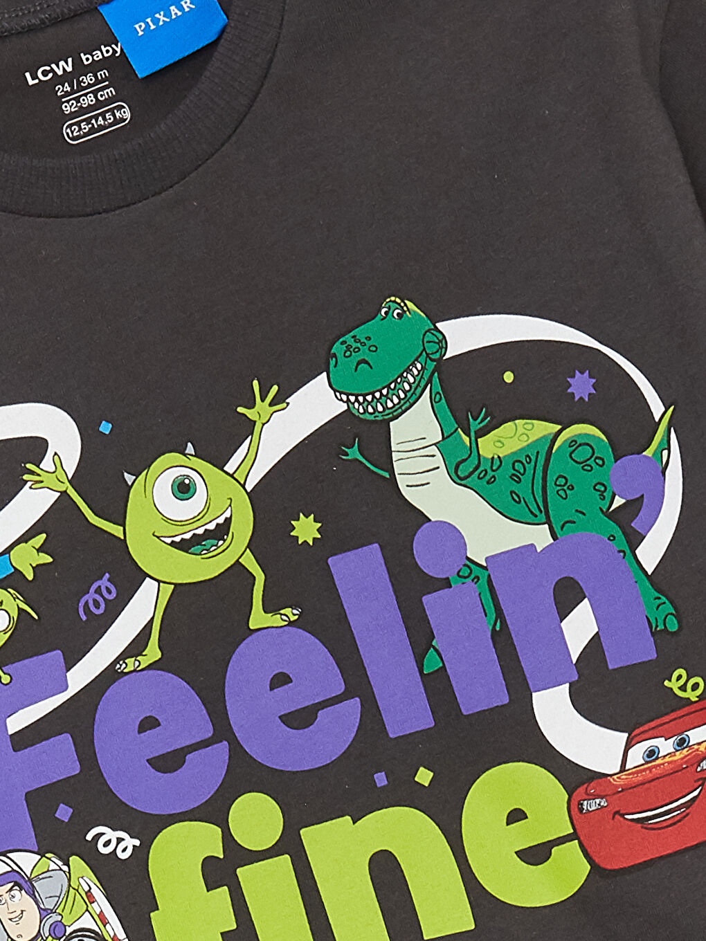 تيشيرت بيبي ولد بياقة دائرية وكم قصير مطبوع بيكسار-5