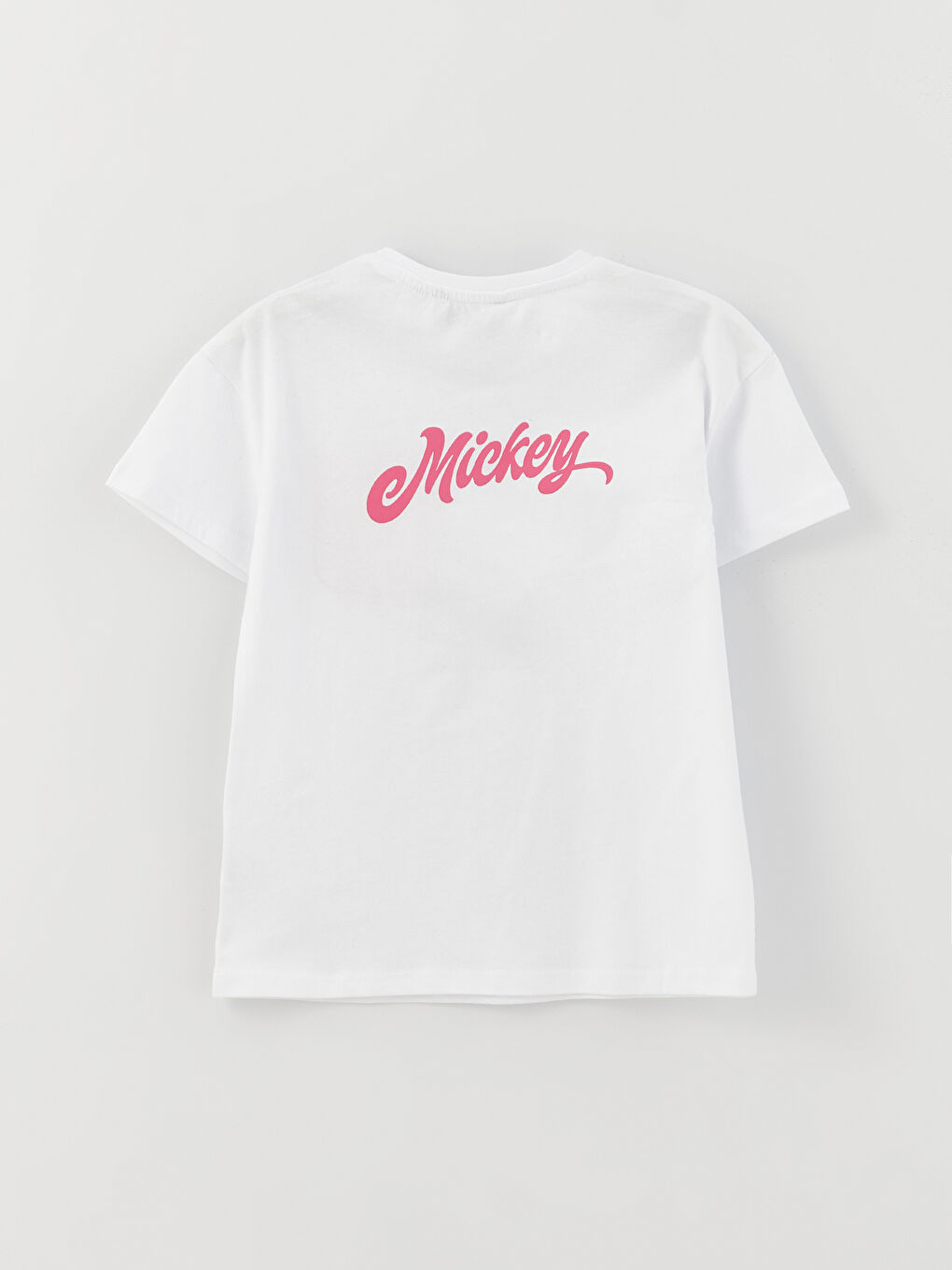 تيشيرت بناتي كم قصير مطبوع ميكي ماوس برقبة دائرية-1