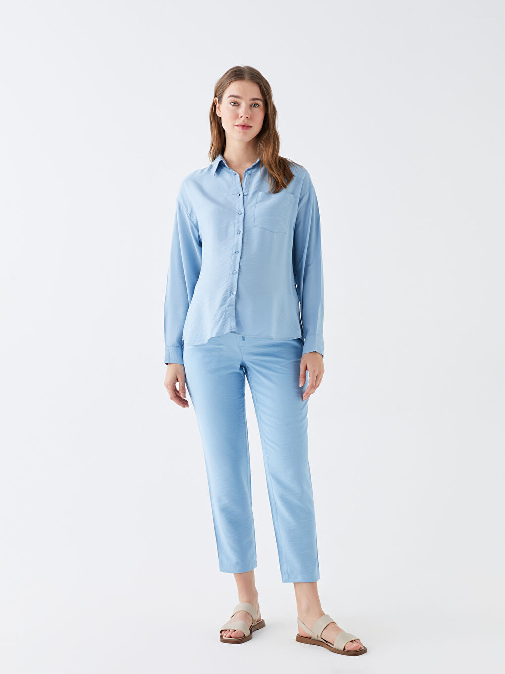 سروال حوامل مريح بقصة عادية و خصر مطاطي