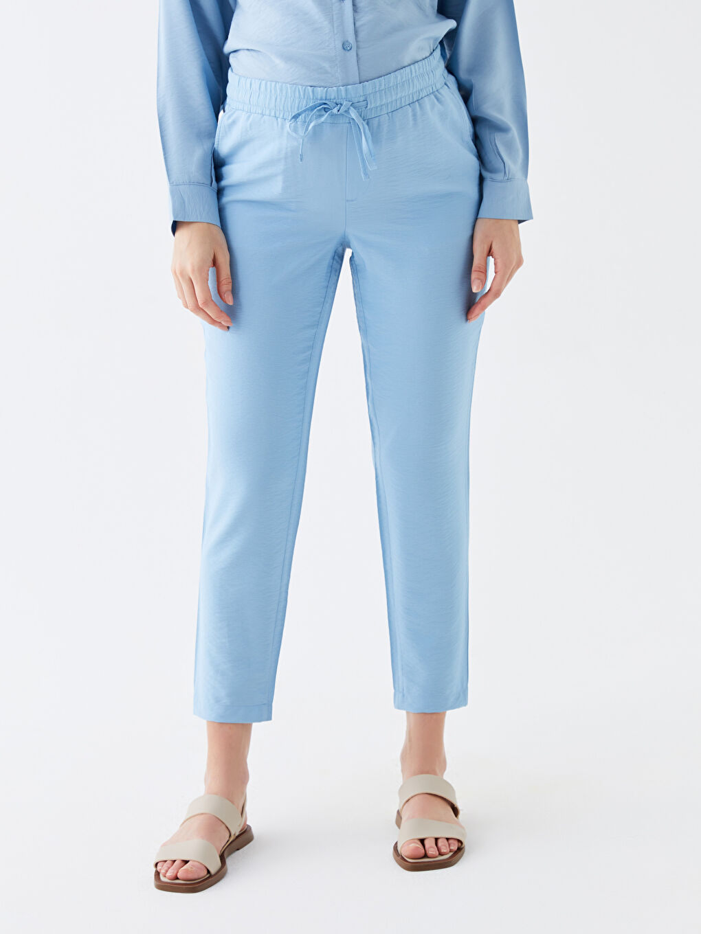 سروال حوامل مريح بقصة عادية و خصر مطاطي-3