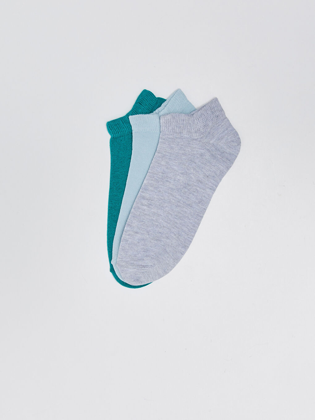 Pembe Kadın Düz Patik Çorap 3'lü-1