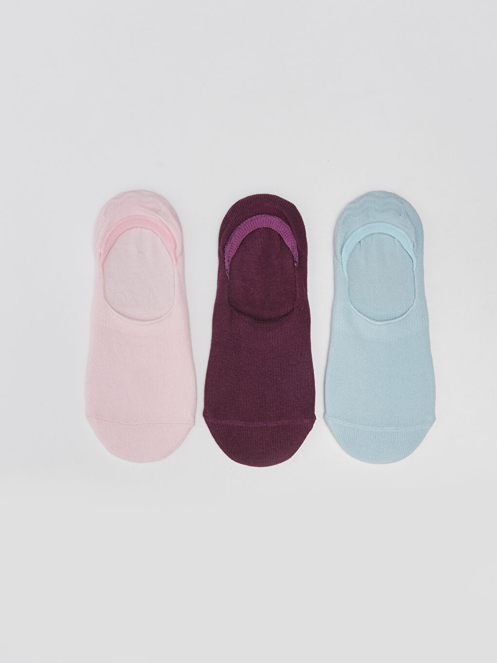 Pembe Kadın Düz Babet Çorap 3'lü