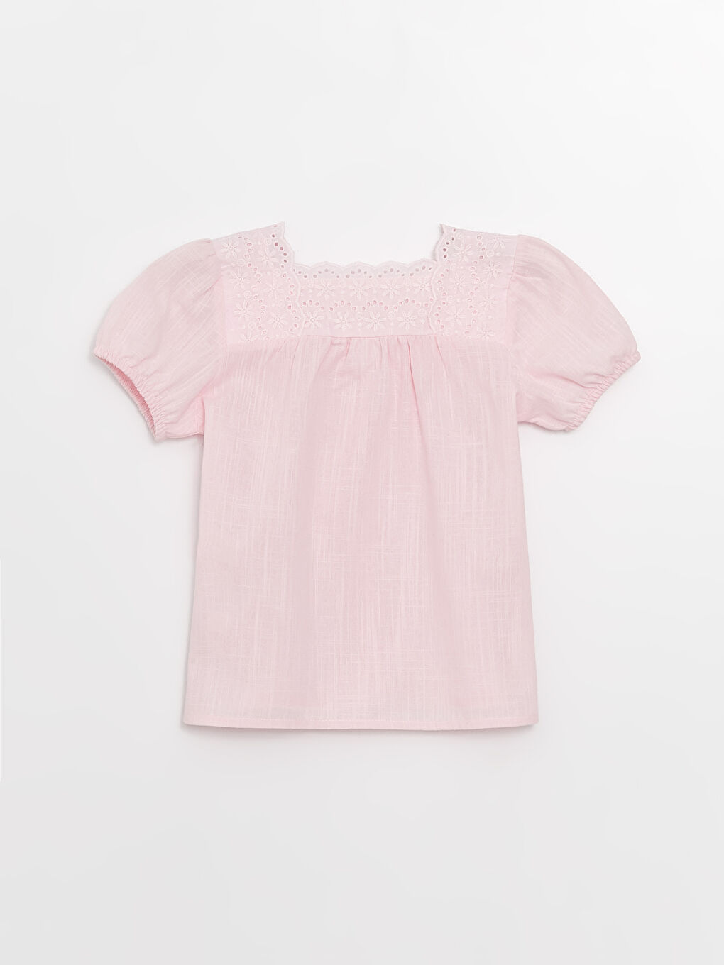 Рубашка для малышки девочки с коротким рукавом и квадратным воротником-3