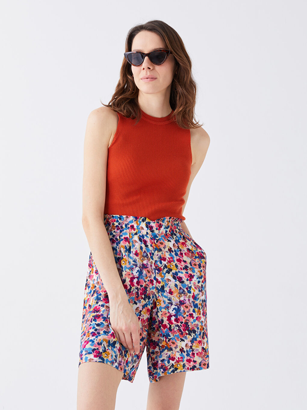 Elastic Waist Comfortable Pattern Patterned Women's Shorts -S3GT02Z8-F9C