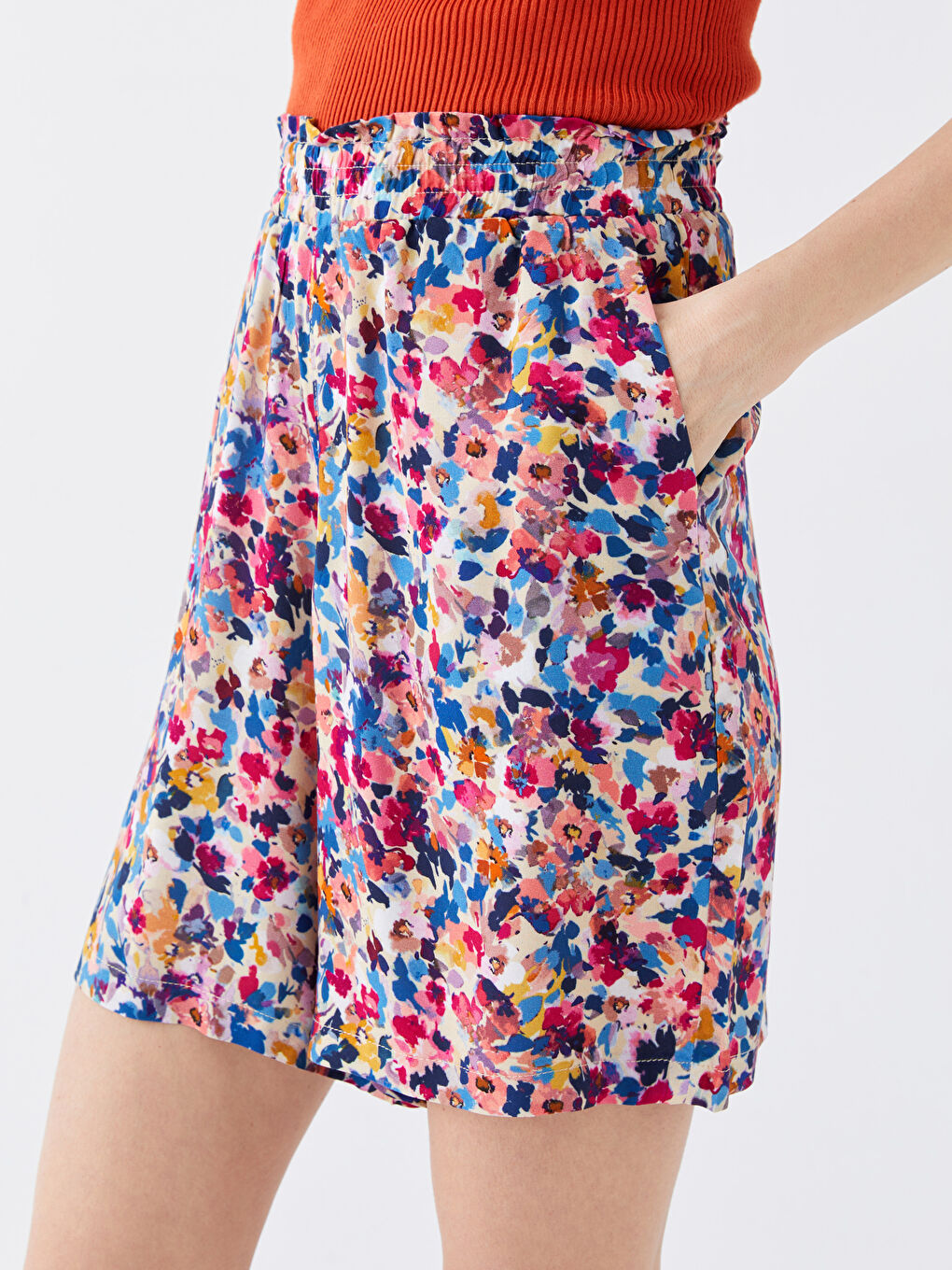 Elastic Waist Comfortable Pattern Patterned Women's Shorts -S3GT02Z8-F9C