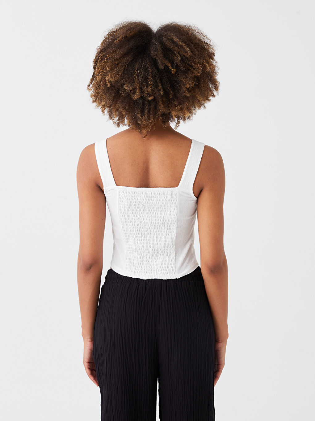 Square Collar Straight Strap Women's Crop -S3GT03Z8-R9J
