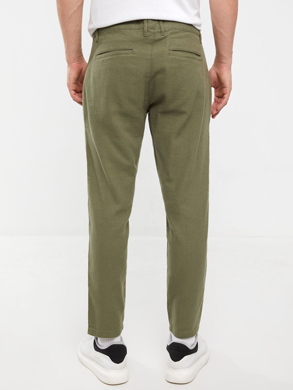 Haki Standart Kalıp Keten Karışımlı Erkek Pantolon-4
