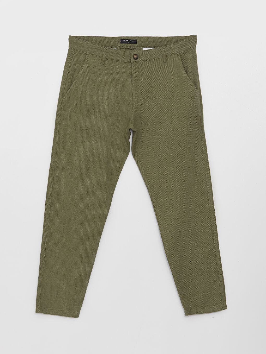 Haki Standart Kalıp Keten Karışımlı Erkek Pantolon-5