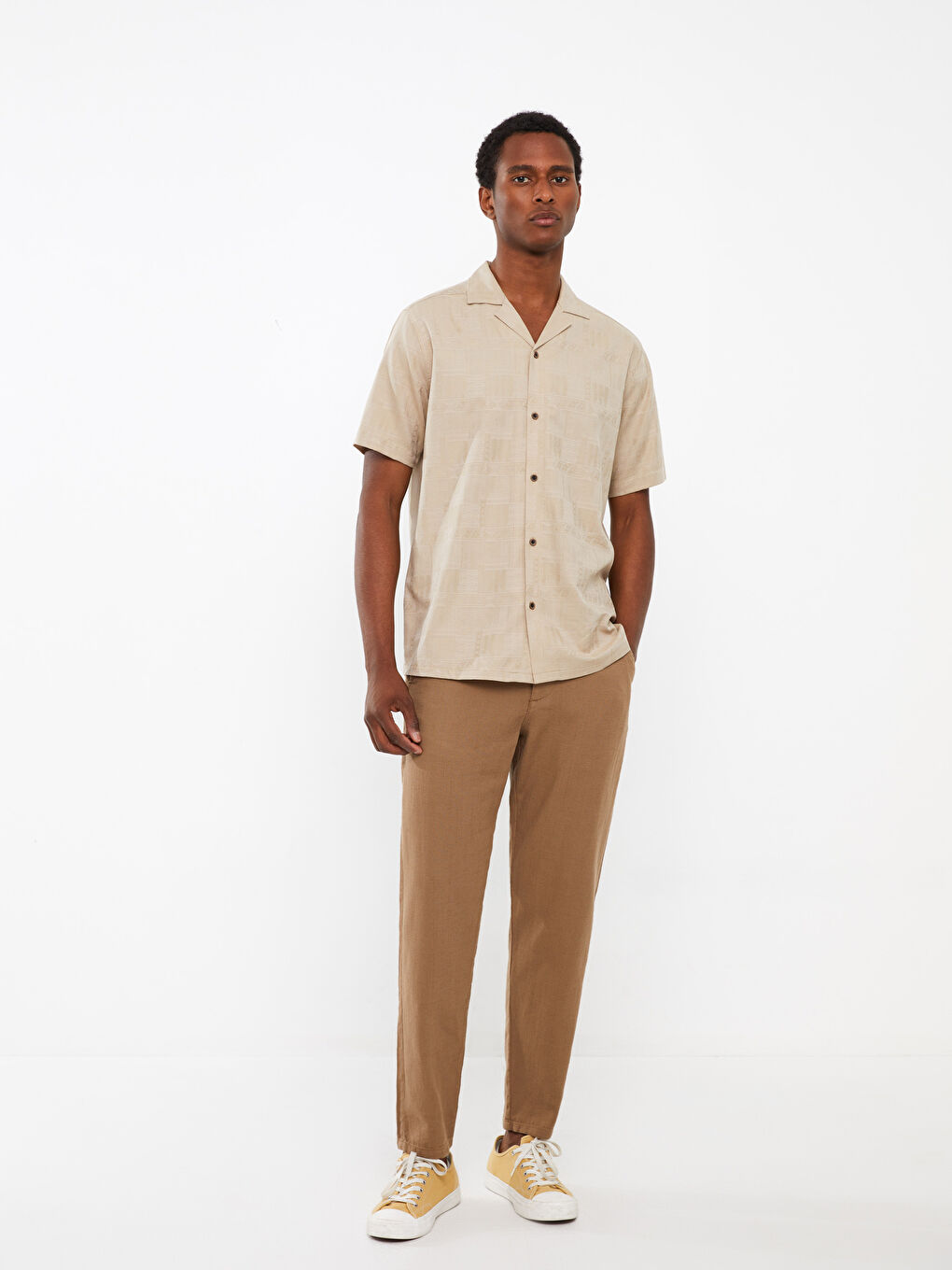 Standard Fit Linen Blend Men's Trousers