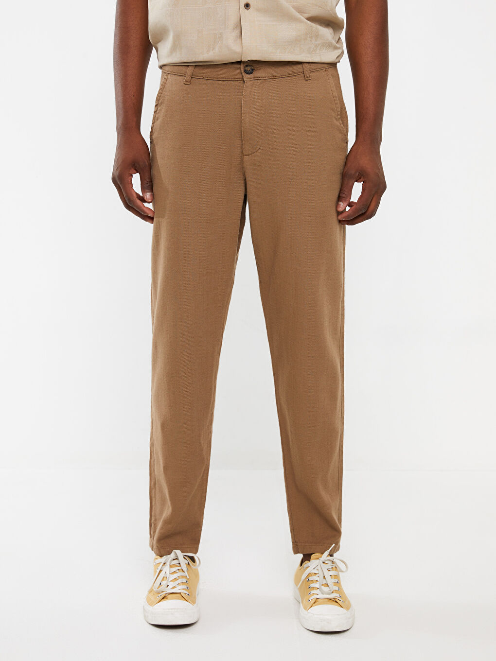 Standard Fit Linen Blend Men's Trousers-2