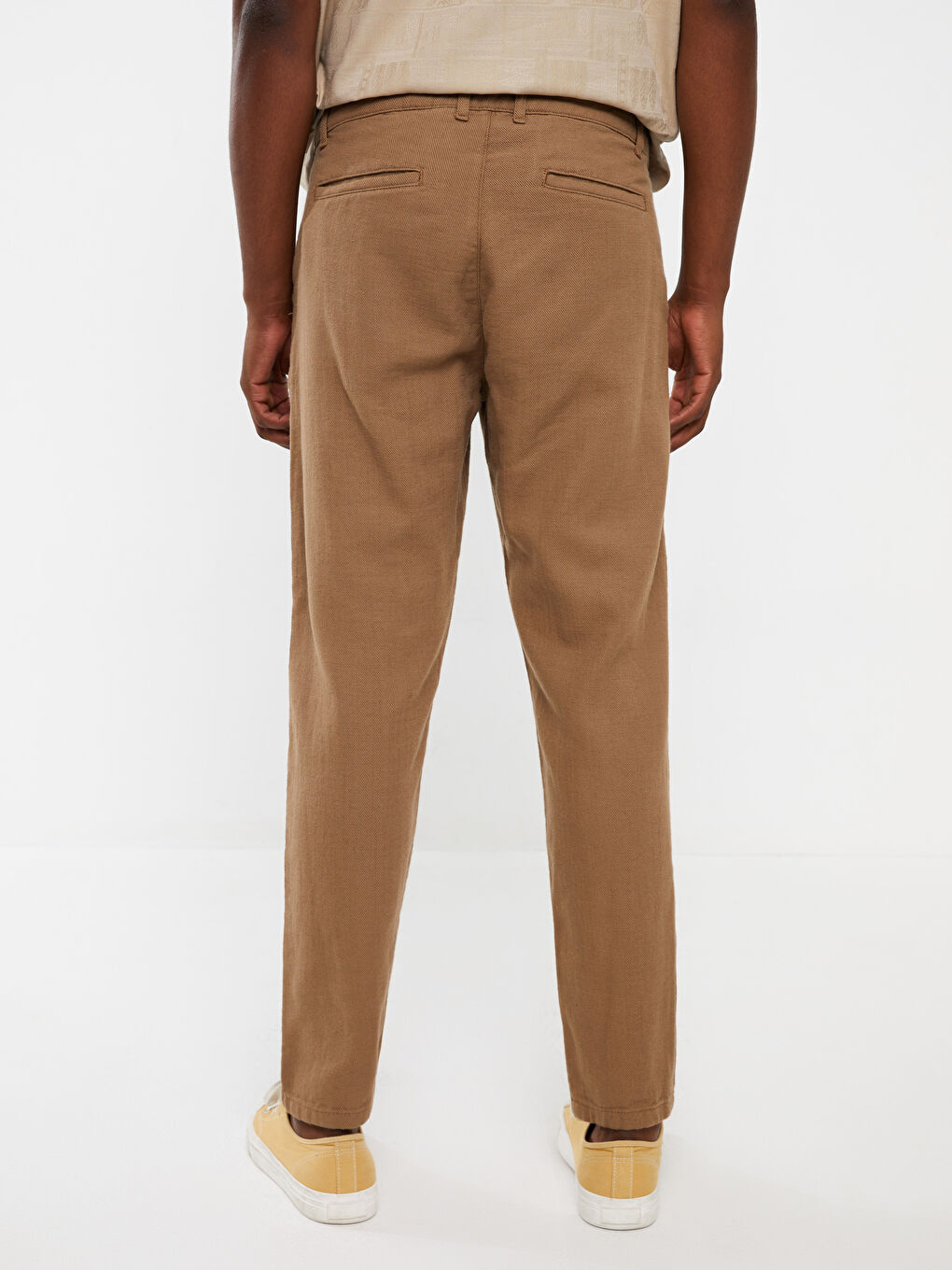 Standard Fit Linen Blend Men's Trousers-3