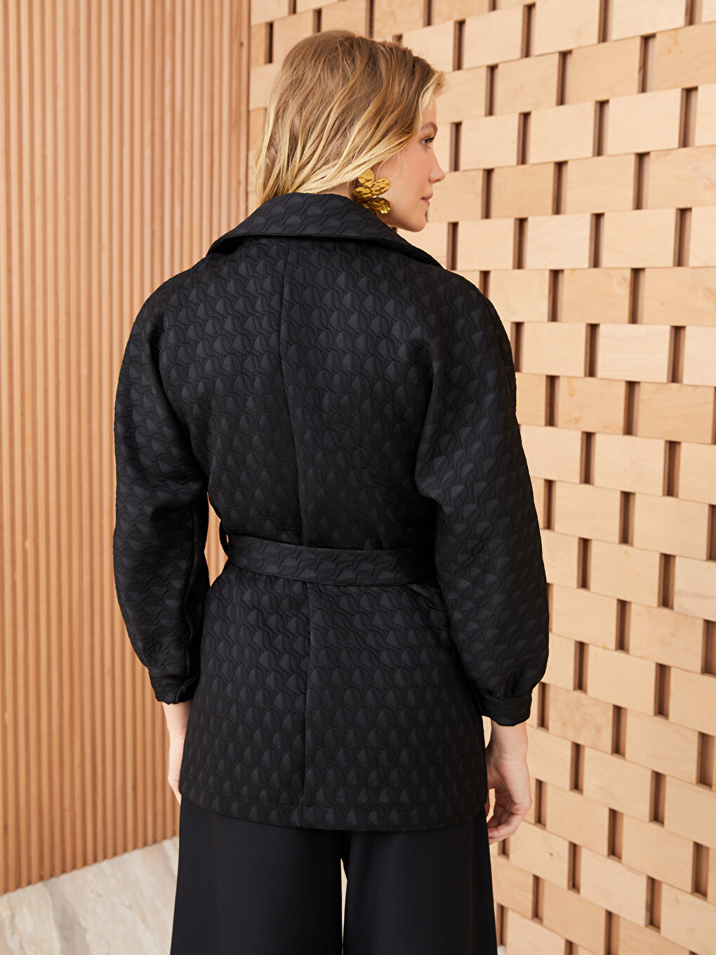 LCW Modest Jacket Collar Quilted Long Sleeve Women Trench Coat -S3GT31Z8-RQL