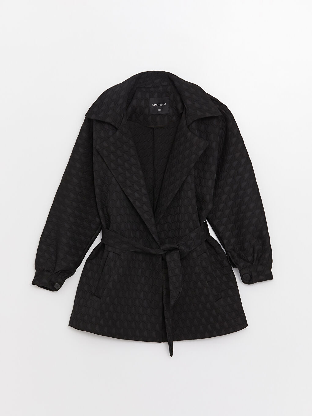 LCW Modest Jacket Collar Quilted Long Sleeve Women Trench Coat -S3GT31Z8-RQL
