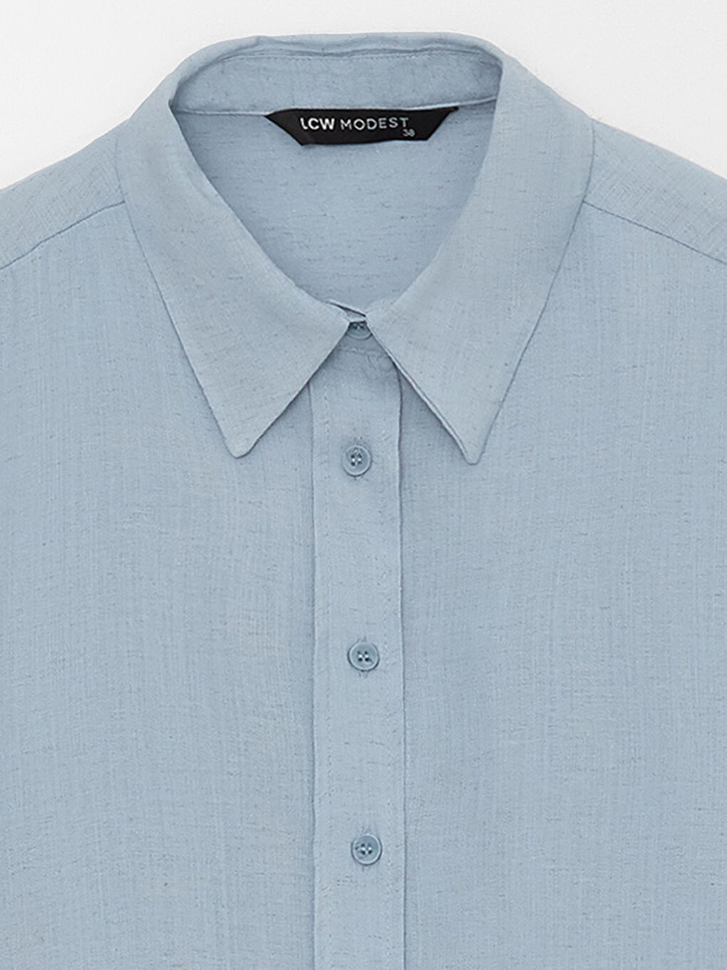 Mavi Düz Uzun Kollu Kadın Gömlek Tunik-7