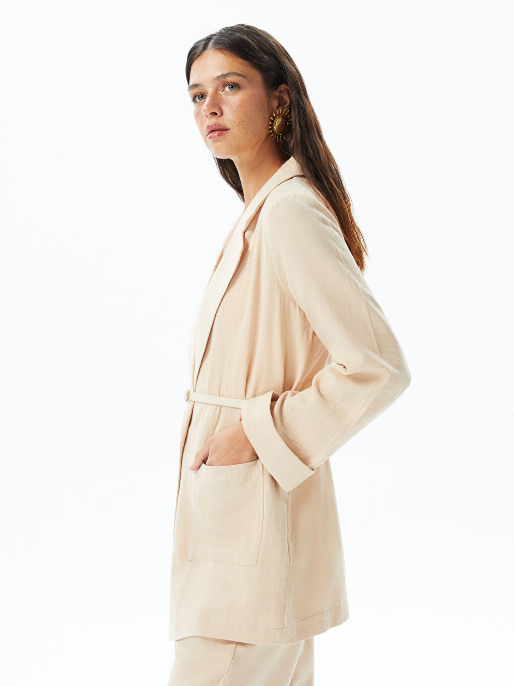 LCW Modest Straight Long Sleeve Muslin Women's Jacket -S3GT37Z8-SYN