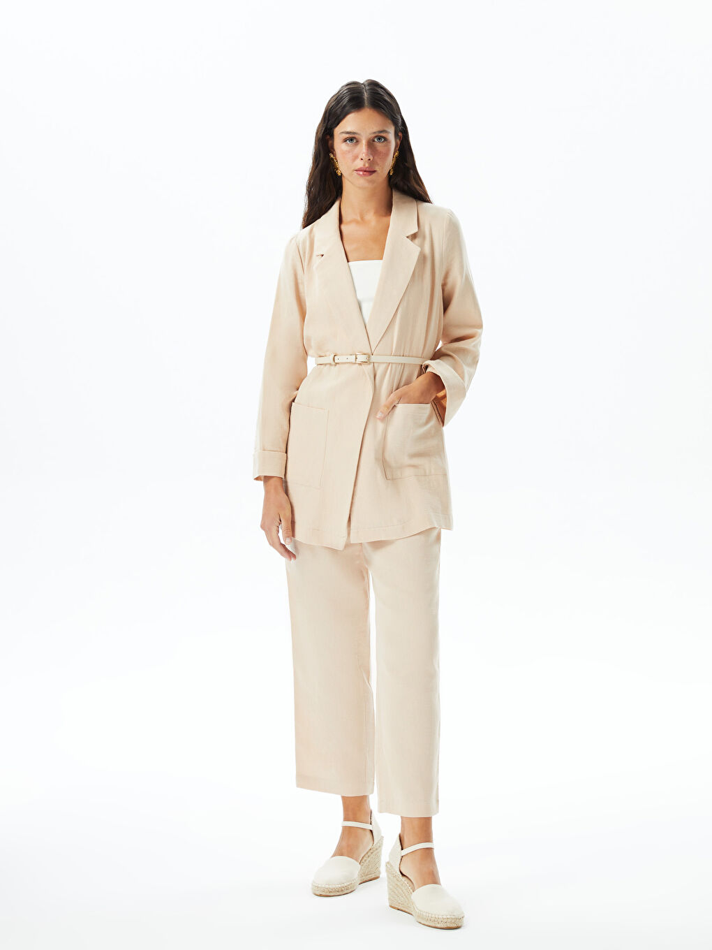 LCW Modest Straight Long Sleeve Muslin Women's Jacket -S3GT37Z8-SYN