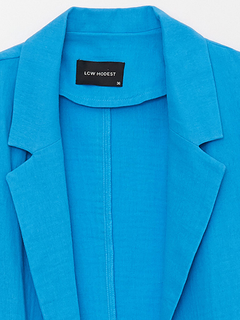 Mavi Düz Uzun Kollu Müslin Kadın Ceket-7