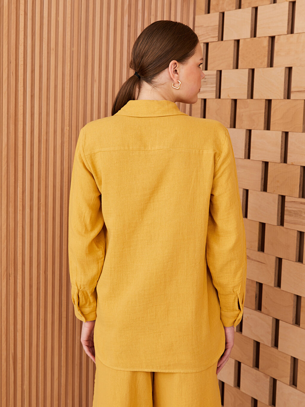 Sarı Düz Müslin Kadın Gömlek Tunik-5