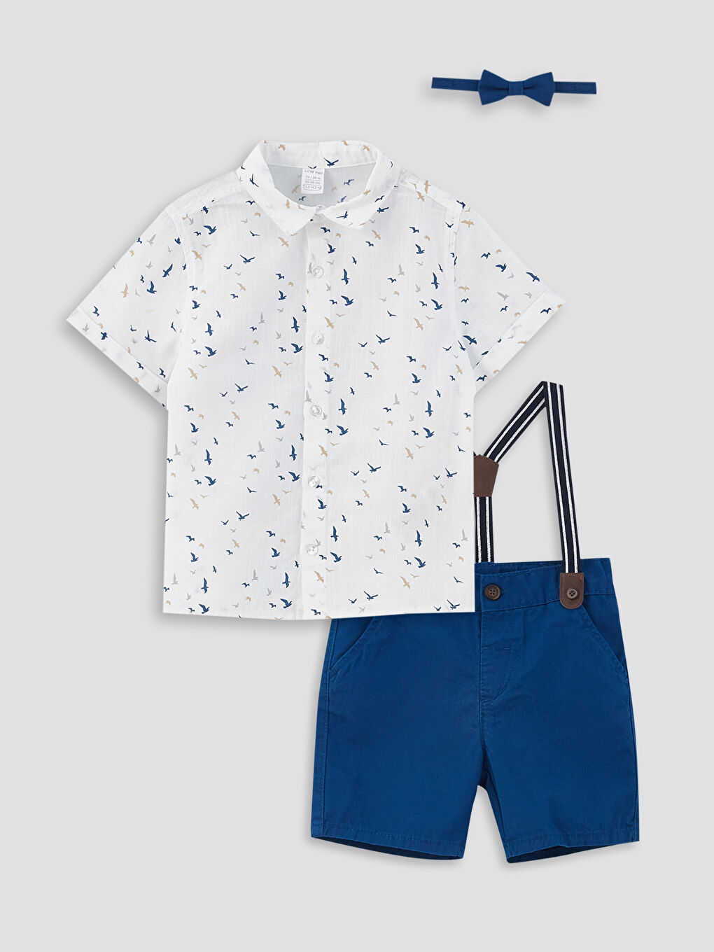 Beyaz Kısa Kollu Baskılı Erkek Bebek 4'lü Takım