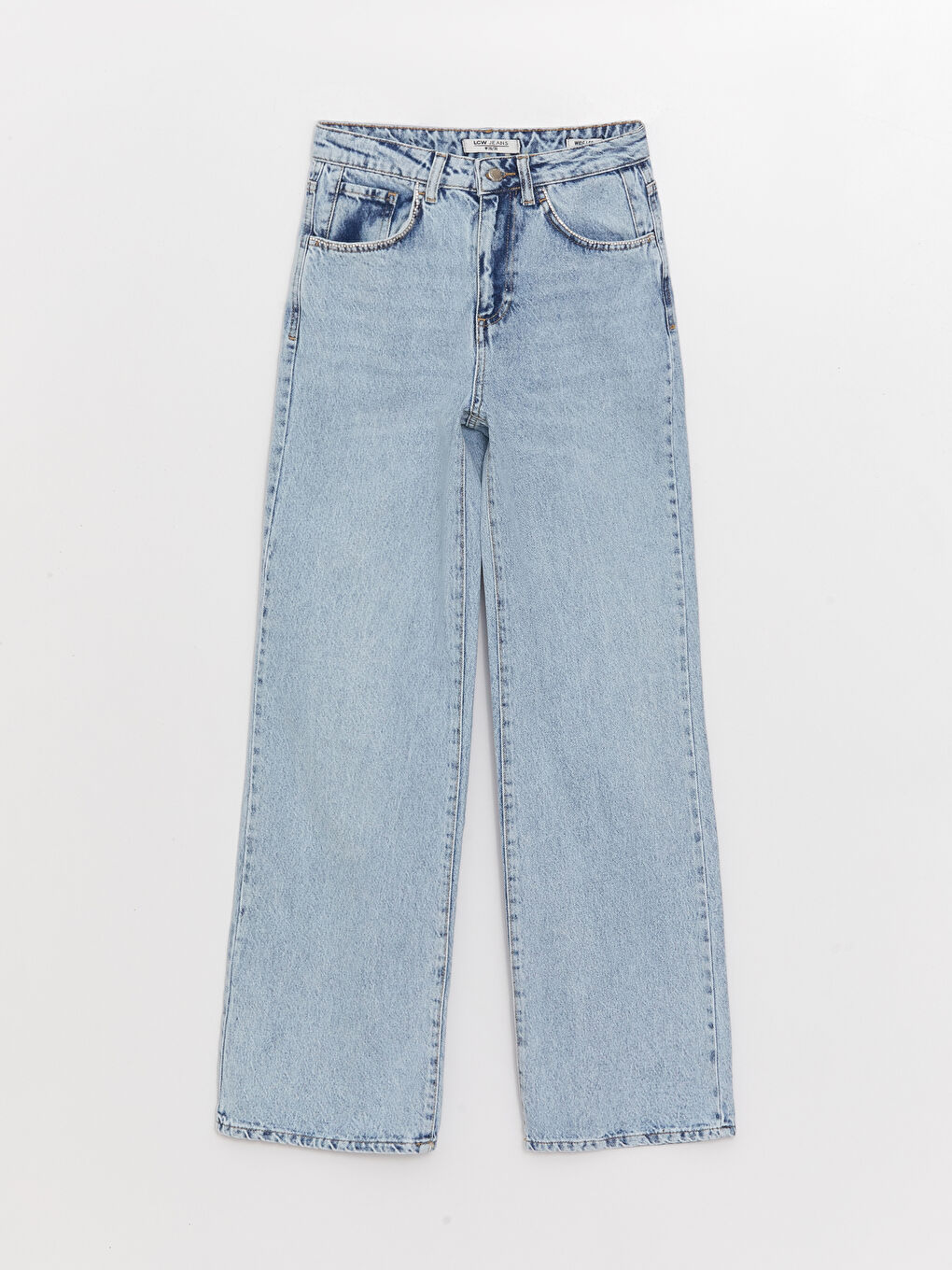 İndigo Normal Bel Wideleg Kadın Jean Pantolon-5