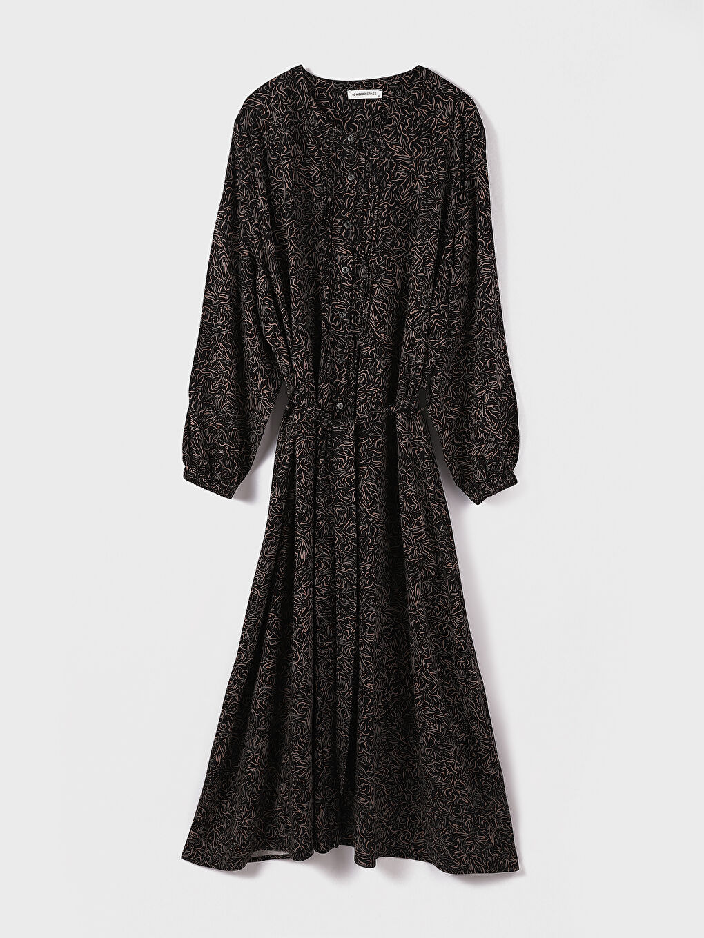 Crew Neck Patterned Long Sleeve Women's Dress