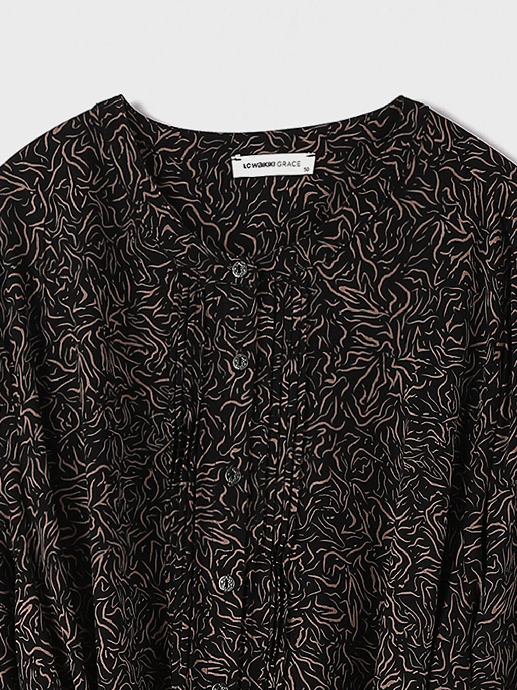 Crew Neck Patterned Long Sleeve Women's Dress-3