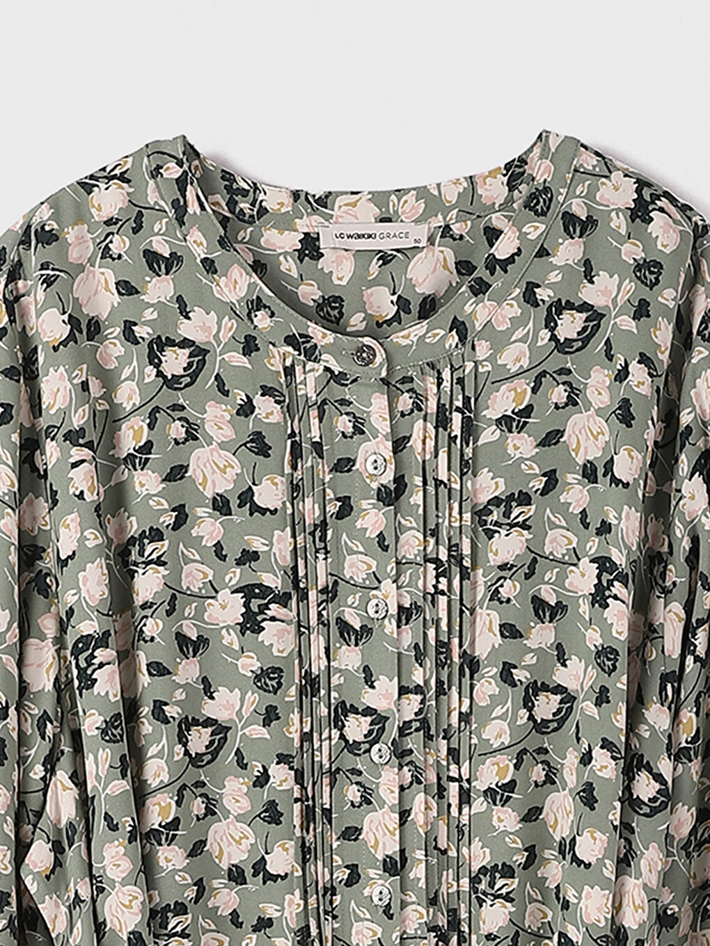 Crew Neck Patterned Long Sleeve A-Line Women's Dress-3