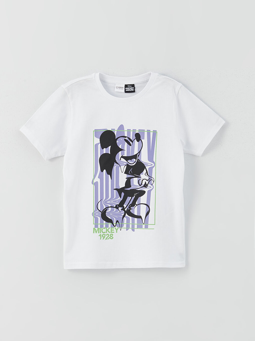 طقم بيجامة قصيرة للأولاد مطبوع ميكي ماوس بياقة دائرية وكم قصير-1