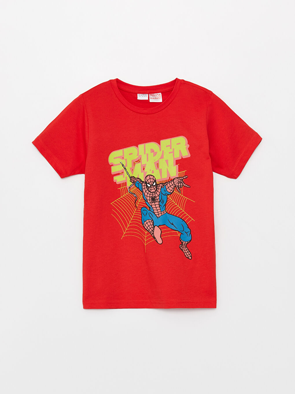 طقم بيجامة قصيرة كم قصير مطبوع سبايدرمان ياقة دائرية للأولاد-1