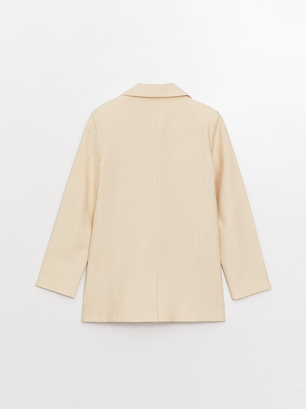 Bej Düz Uzun Kollu Kadın Blazer Ceket-6