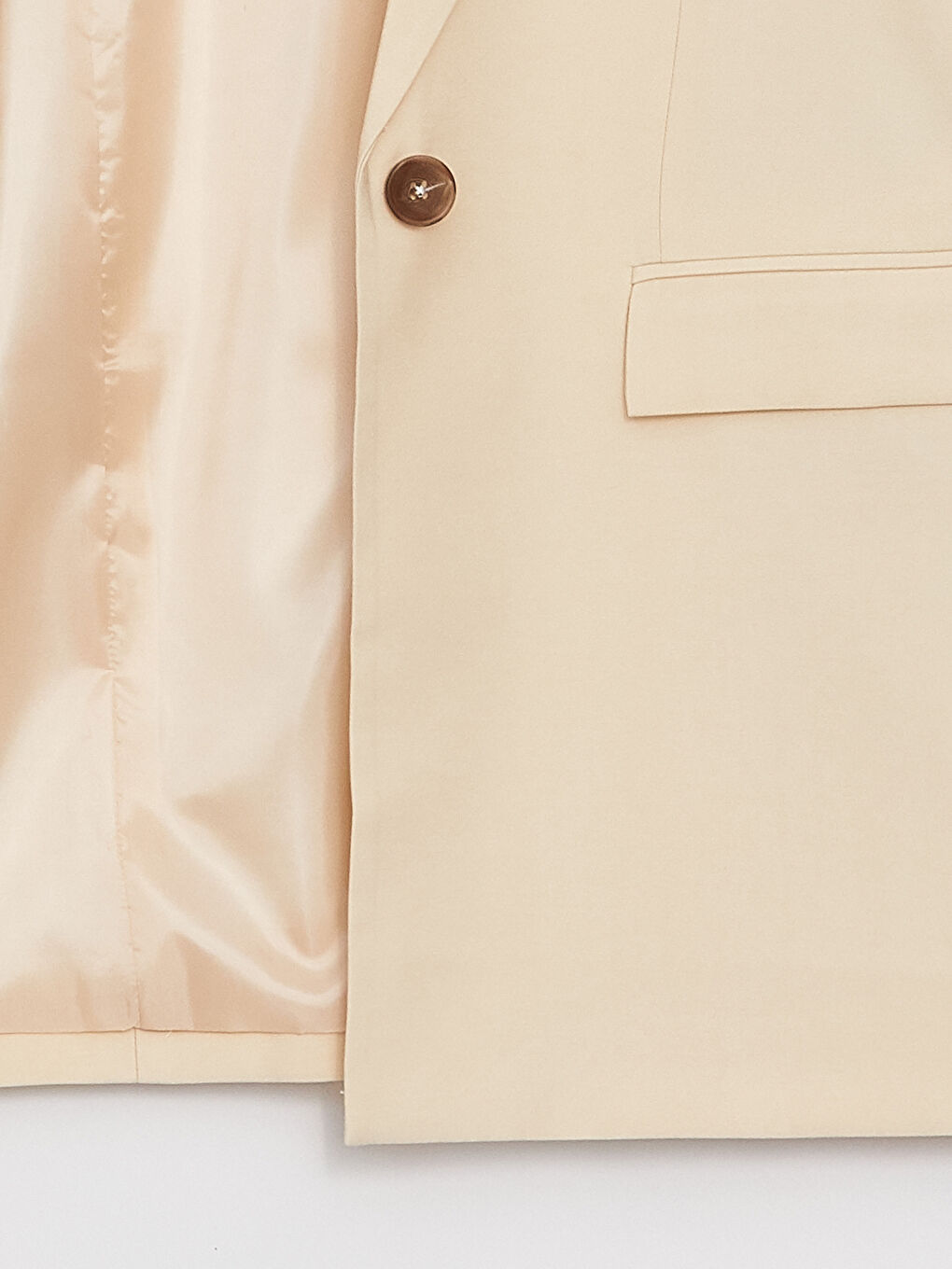 Bej Düz Uzun Kollu Kadın Blazer Ceket-7