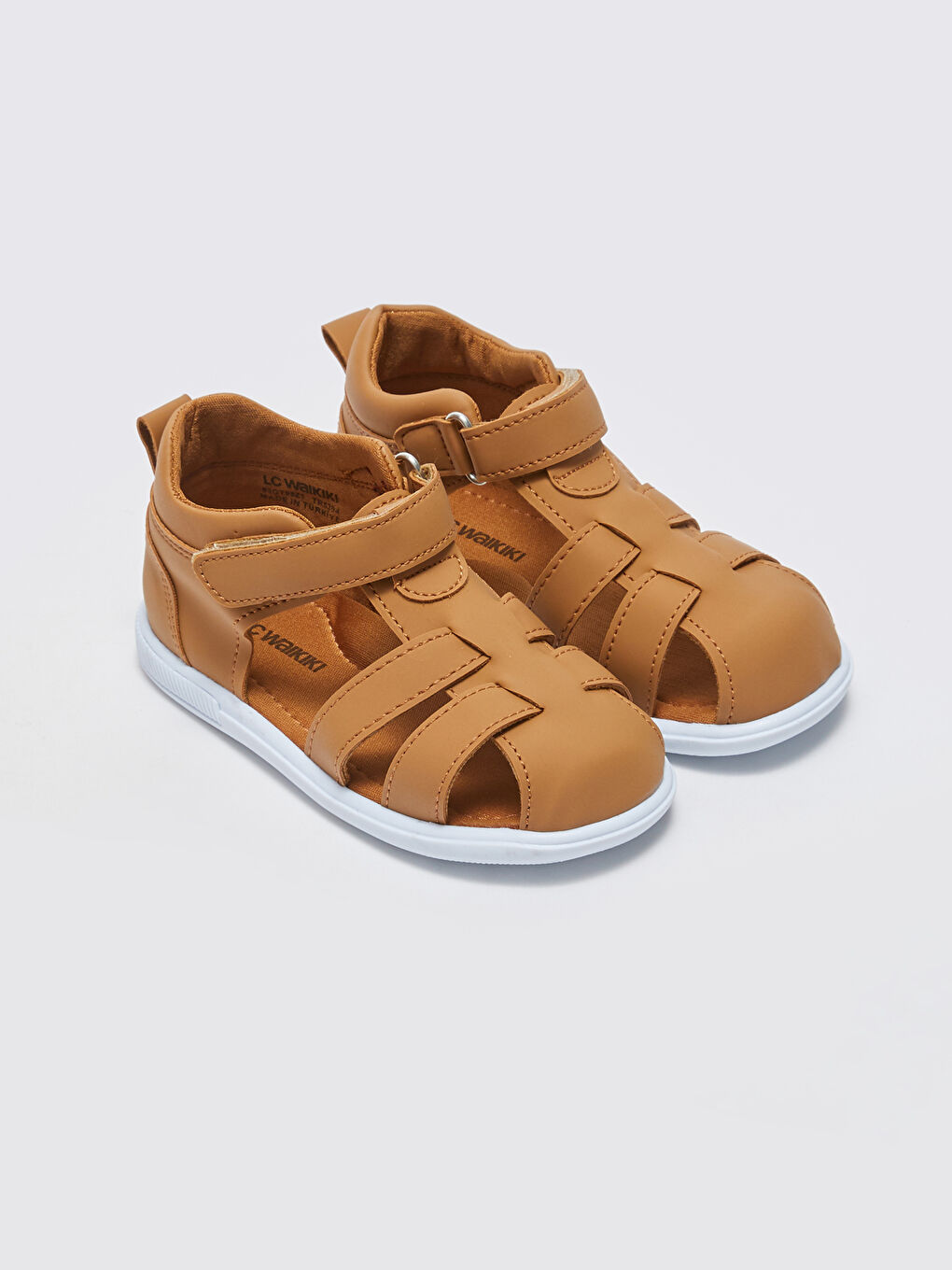 Kahverengi Deri Görünümlü Cırt Cırtlı Erkek Bebek İlk Adım Ayakkabısı