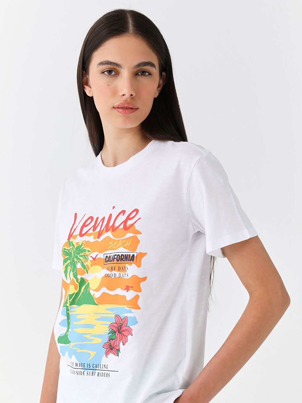 LCW Vision Crew Neck Printed Short Sleeve Women's T-Shirt -S3GU08Z8-Q6K