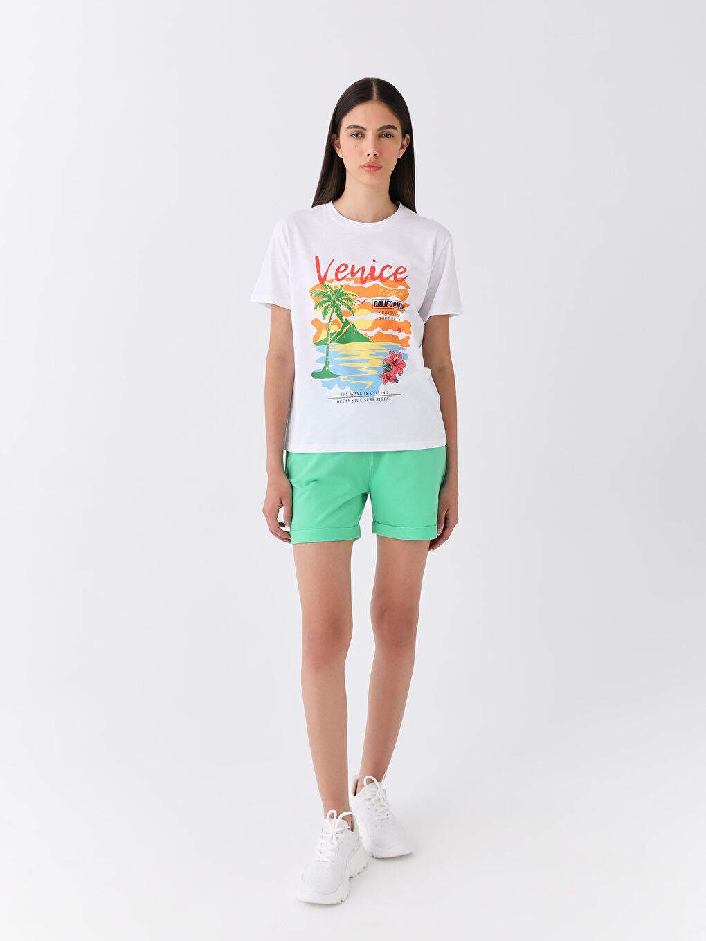 LCW Vision Crew Neck Printed Short Sleeve Women's T-Shirt -S3GU08Z8-Q6K
