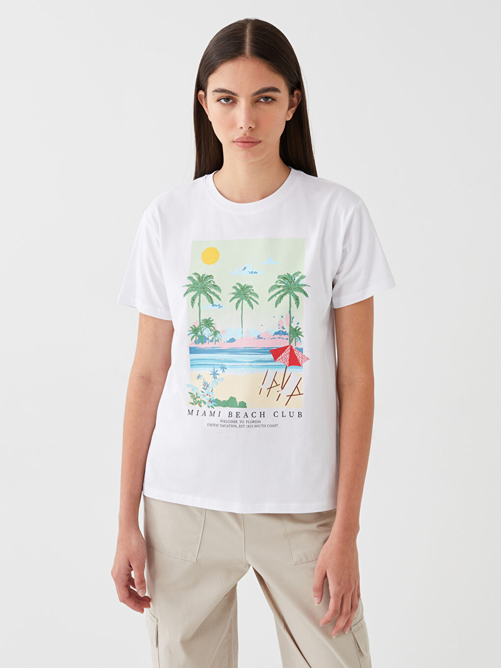 Crew Neck Printed Short Sleeve Women's T-Shirt-1