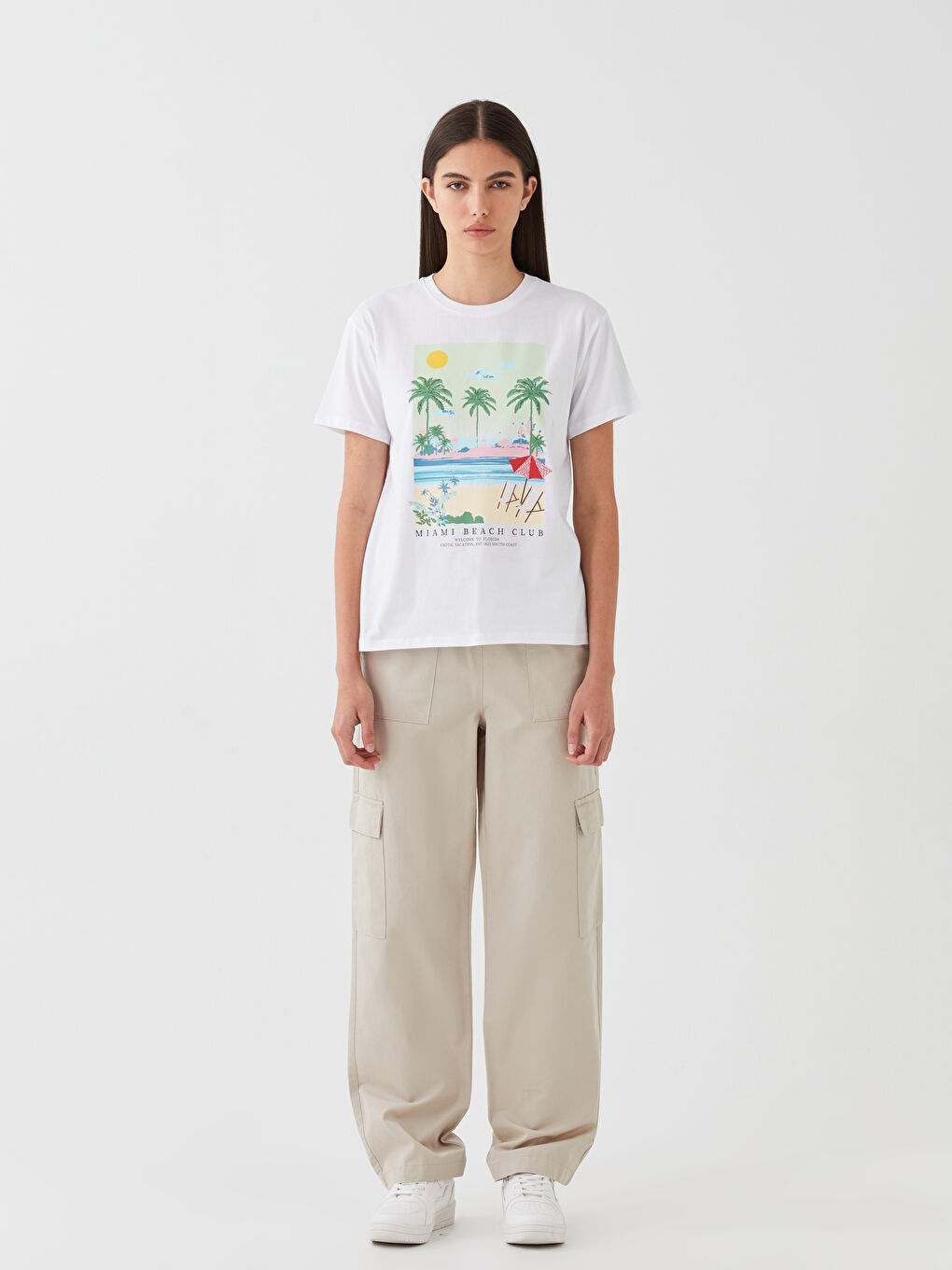 Crew Neck Printed Short Sleeve Women's T-Shirt-2