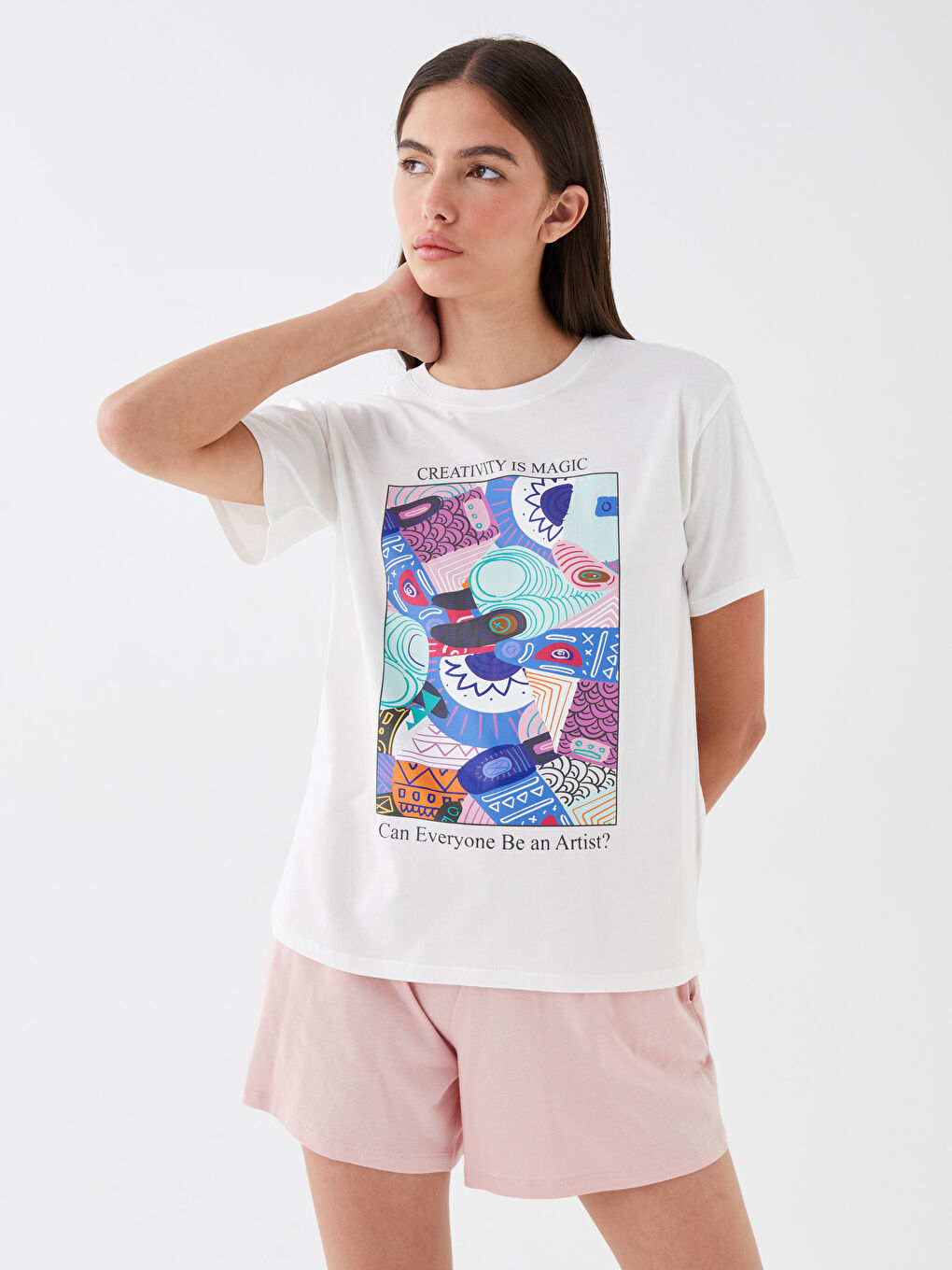 Crew Neck Printed Short Sleeve Women's T-Shirt