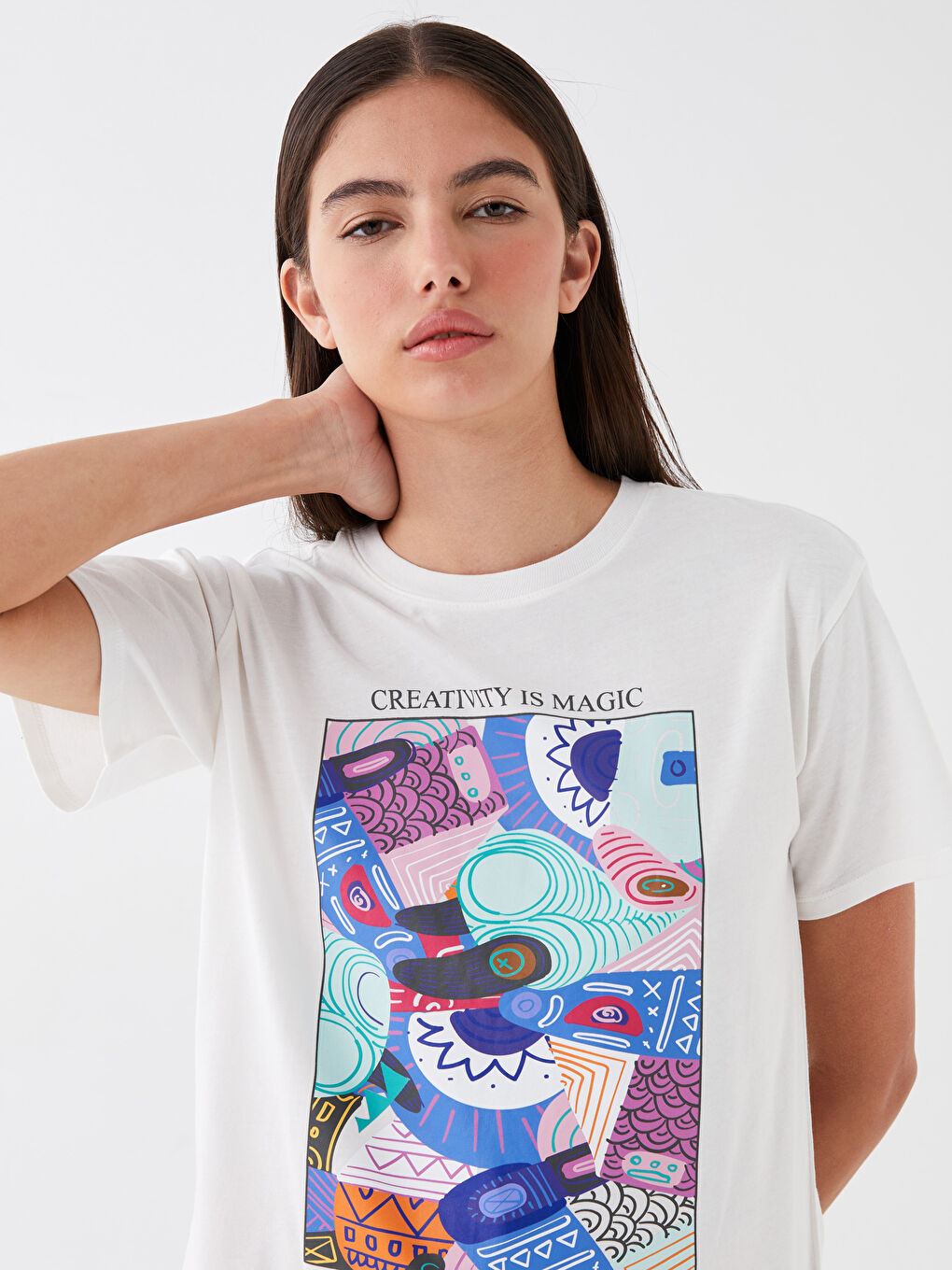 Crew Neck Printed Short Sleeve Women's T-Shirt-1