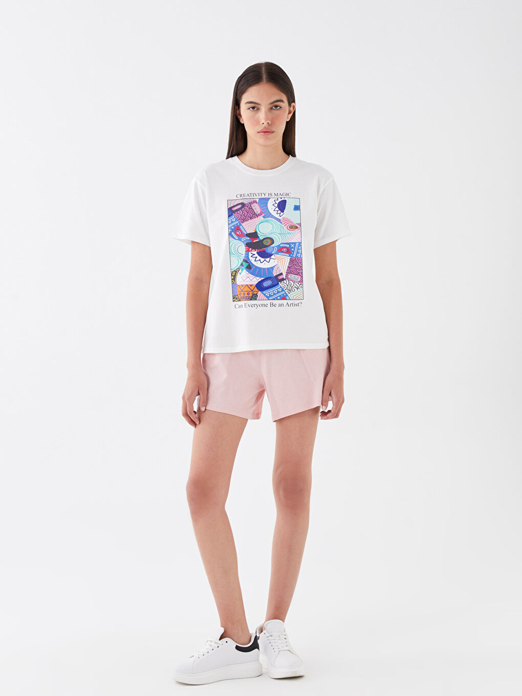 Crew Neck Printed Short Sleeve Women's T-Shirt-2