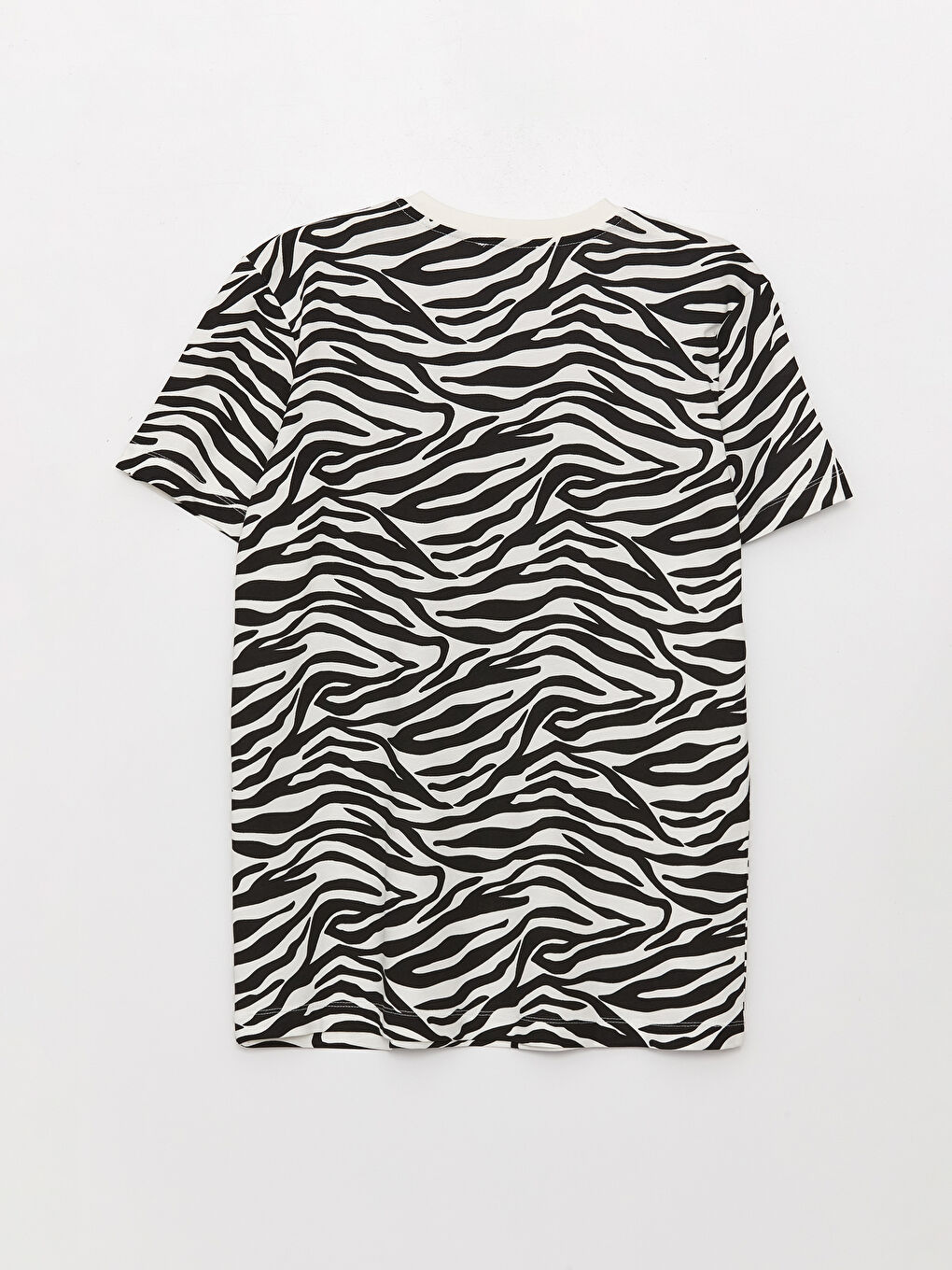 Crew Neck Patterned Short Sleeve Oversize Women's Tunic-6