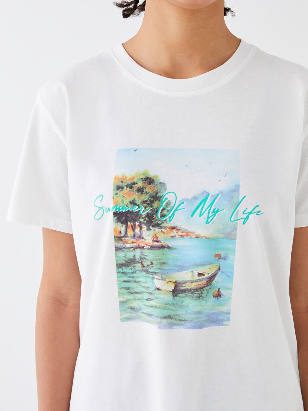 LCW Vision Crew Neck Printed Short Sleeve Women's T-Shirt -S3GU30Z8-R9J