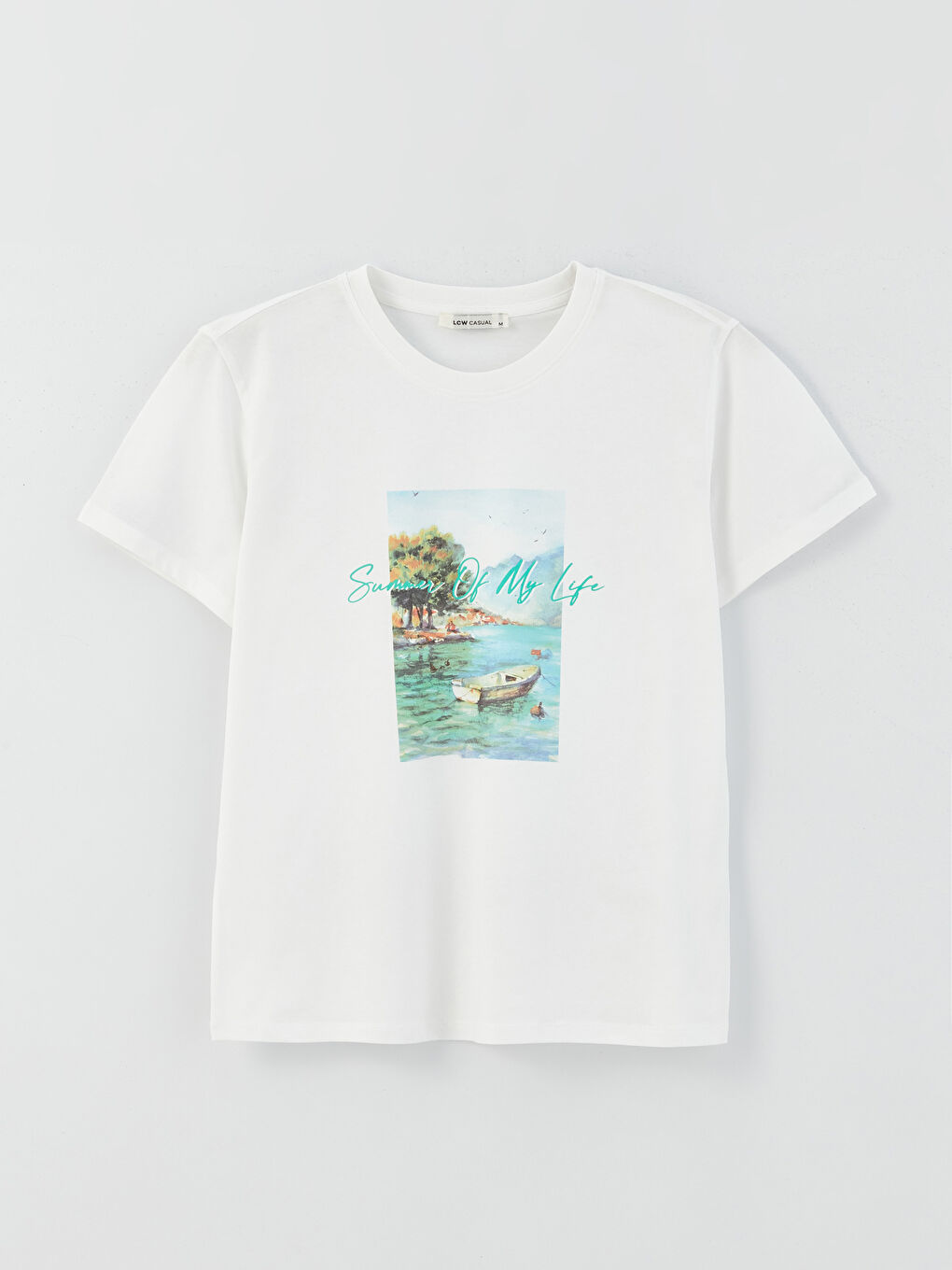 LCW Vision Crew Neck Printed Short Sleeve Women's T-Shirt -S3GU30Z8-R9J