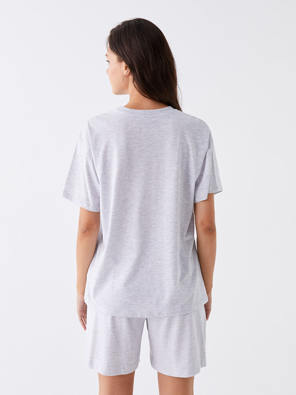 მრგვალი საყელო ნაბეჭდი მოკლე სახელო ქალებისთვის მაისური-4