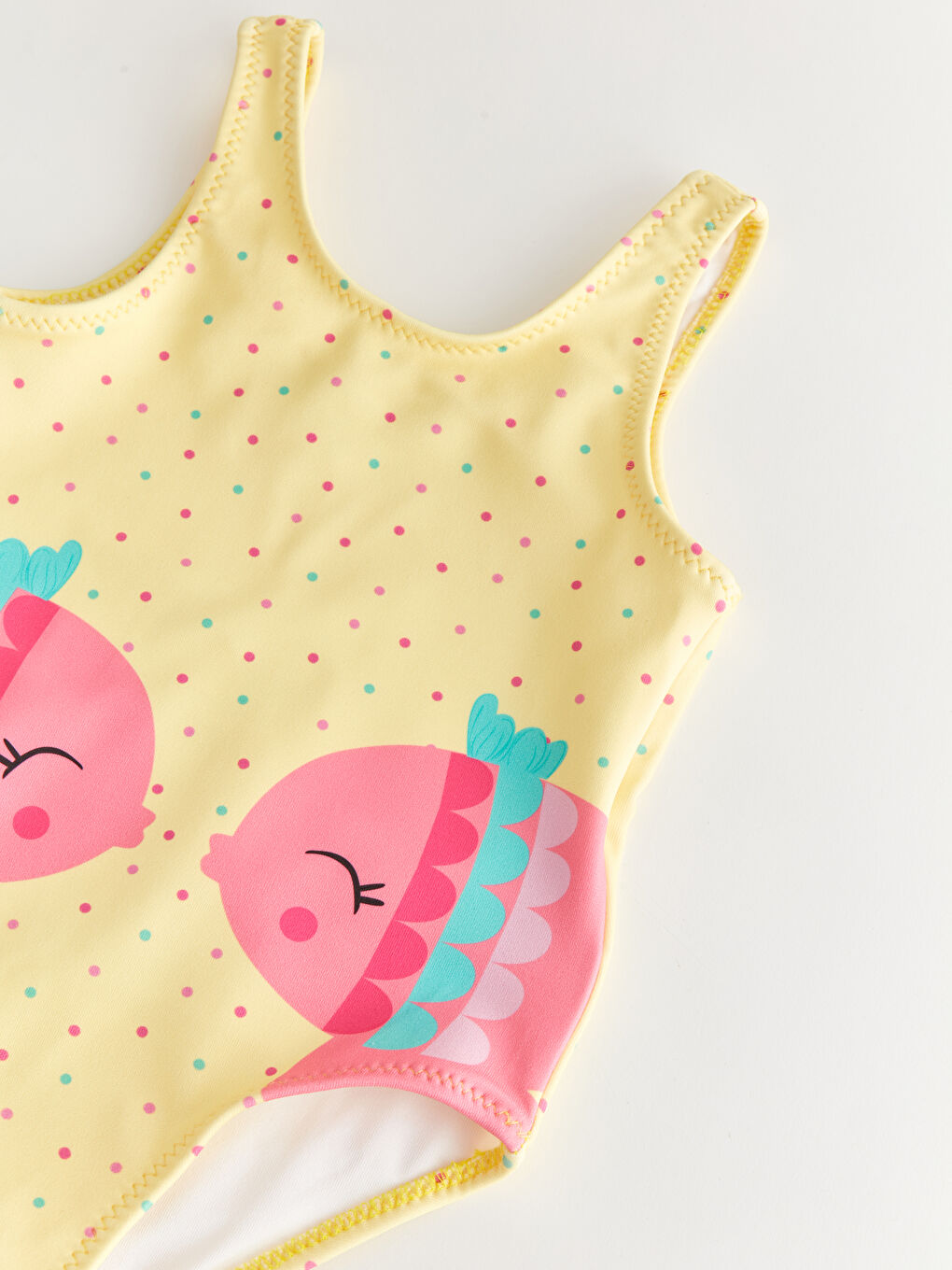 Sarı Bisiklet Yaka Baskılı Kız Bebek Mayo-2