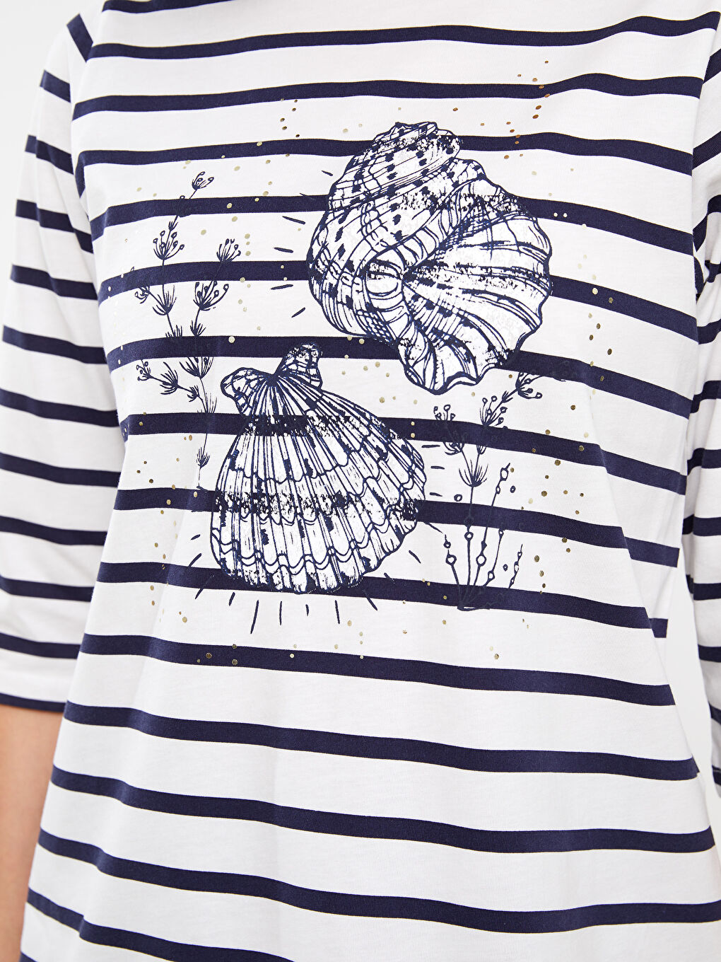 Crew Neck Striped Women's T-Shirt-3