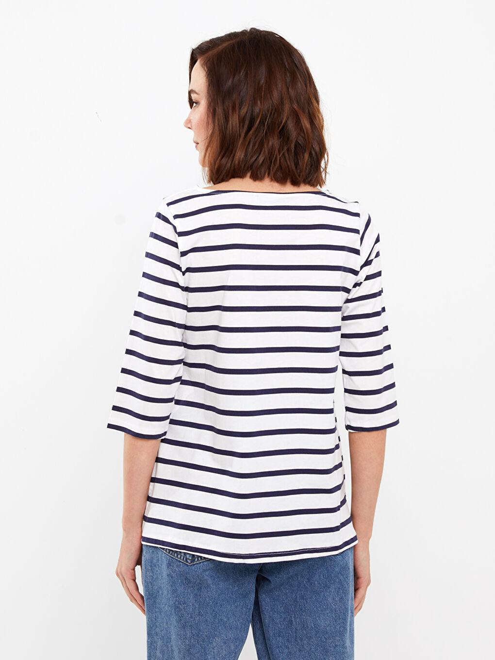 Crew Neck Striped Women's T-Shirt-4